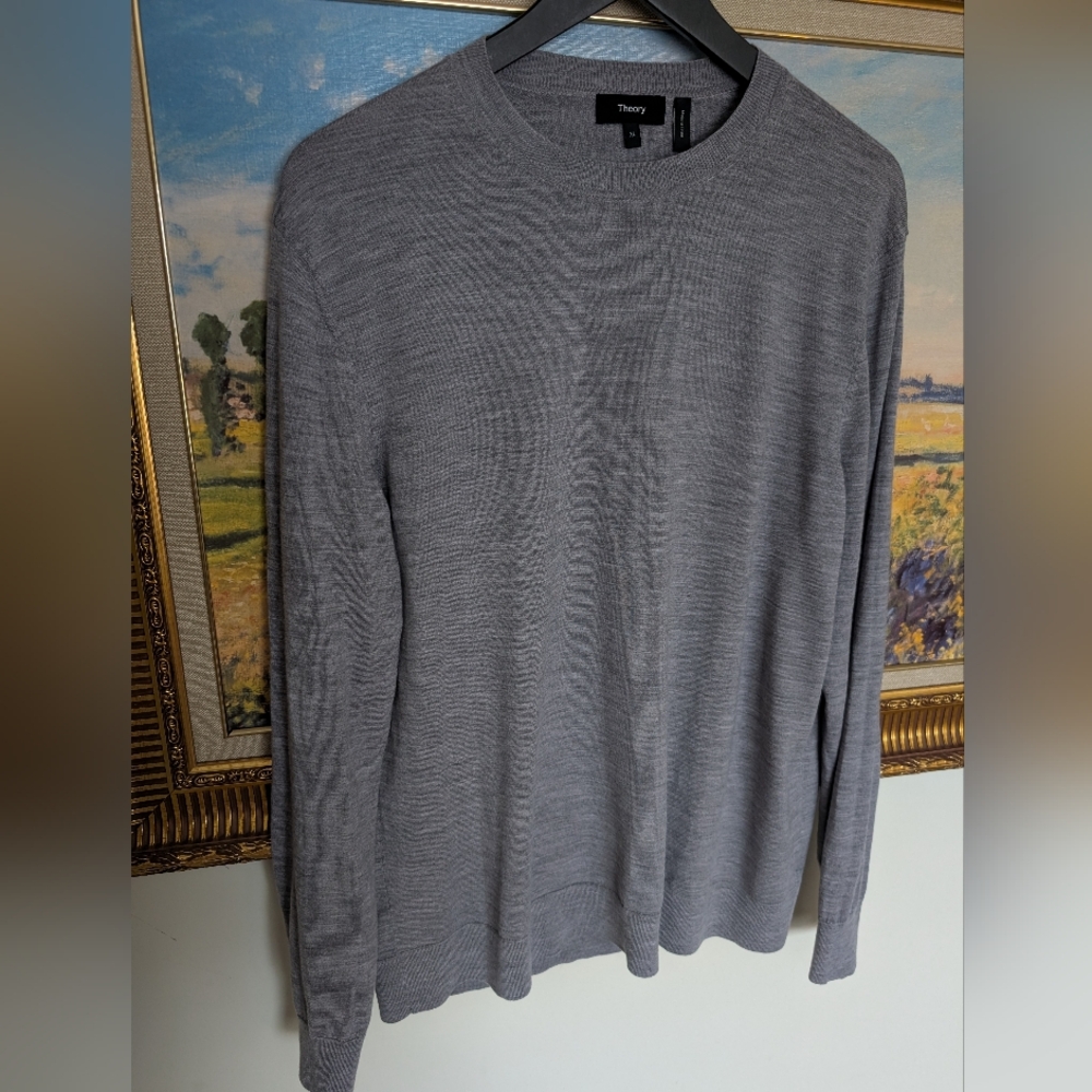 Theory Regal 100% Merino Wool Gray Sweater XL